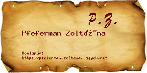 Pfeferman Zoltána névjegykártya